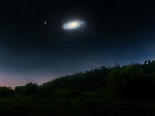 Wall Mural - bright galaxy in the night sky, astronomical landscape. andromeda against the background of stars ov