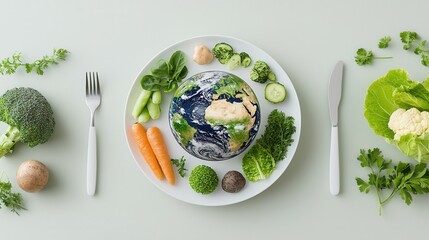 Poster - a symbolic and visually striking digital depicting the earth as a globe surrounded by an abundance o