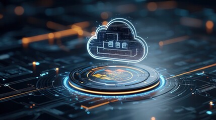 Poster - futuristic 3d rendered depicting advanced cloud computing and digital technology showcasing the futu