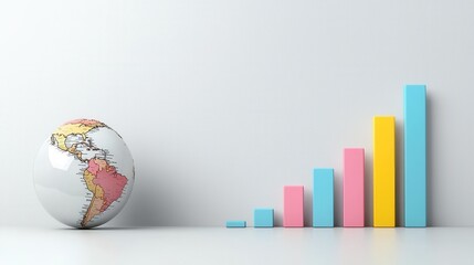 Poster - a visually striking 3d rendered depicting a comprehensive global growth financial infographic with a