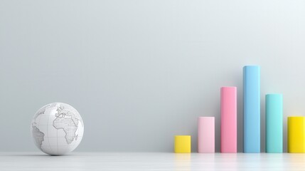 Poster - visually striking 3d rendered of data visualization graph depicting financial and business analytics