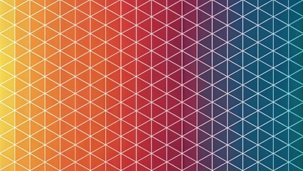 Fototapete - Abstract Geometric Pattern with Vibrant Gradient Colors and a White Grid of Triangles