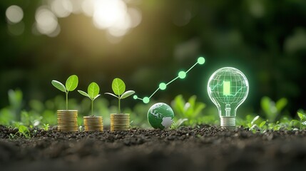 Poster - sustainable green energy ideas and innovative solutions depicting the growth and development of rene