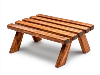 Charming wooden bench perfect for garden use or decorative display isolated on a bright white background for versatile use