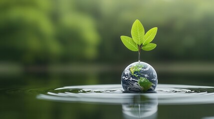 Poster - A surreal and elegant digital artwork that depicts the harmony and balance between nature and technology showcasing the potential for sustainable progress and a hopeful future for our planet