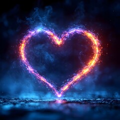 Poster - Glowing Heart Icon with Radiant Light Trails Symbolizing Love and Connection