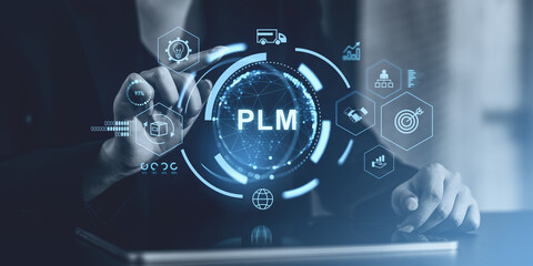 Poster - PLM interface on digital tablet screen.
