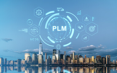 Poster - PLM concept over New York city skyline.