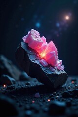 cosmic rock salt crystal suspended in blackness of outer space, galaxy, dark, black