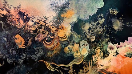 Sticker - abstract nature: organic swirls and vibrant hues