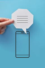 Poster - he person received a message on the phone. Online correspondence