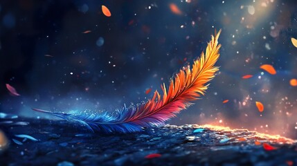 Canvas Print - fiery and icy feathers: a surreal digital art