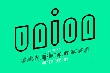 Wall Mural - union. outline font, alphabet letters and numbers vector illustration