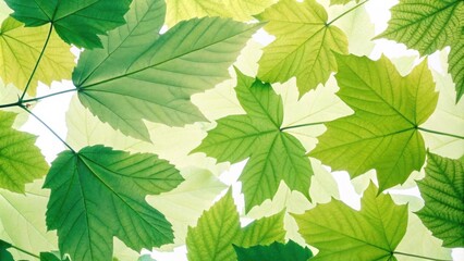 Poster - A vibrant green canopy of leaves seen from below, showcasing the intricate veins and delicate textures of nature's artistry.