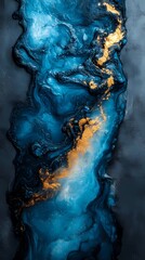 Wall Mural - Digital Technology Blue Gold fluid texture poster background