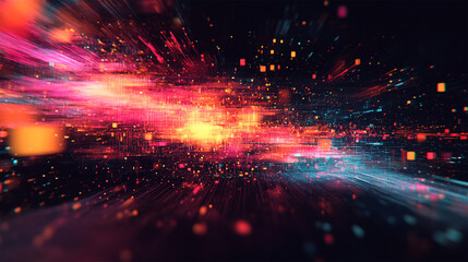 Wall Mural - abstract digital background with diagonal lines and glowing rectangles. a vibrant abstract backgroun