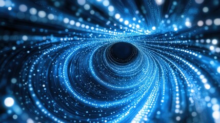 Fototapete - Vivid blue swirling tunnel of light particles creating a mesmerizing cosmic effect