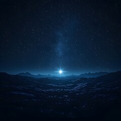 Wall Mural - glowing solitary star in vast starry night sky landscape minimalist cosmic serenity concept