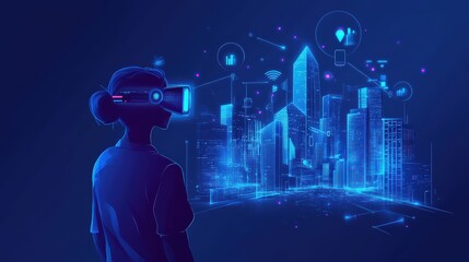 Poster - A person wearing smart glasses, scanning a city for digital identity verification.