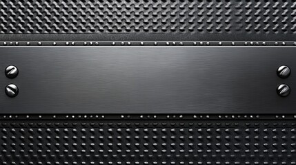 Poster - Textured black metal surface with brushed panel and rivets, suitable for industrial design backgrounds