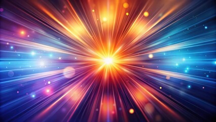 Aufkleber - Abstract Burst of Light Radiating from a Center Point with a Blend of Orange and Blue Tones