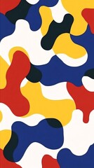 Poster - Seamless pattern with rounded shapes in primary colors, white and black, perfect for backgrounds and textile designs