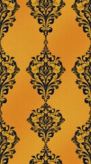 Poster - Elegant golden and black damask pattern design for wallpaper and textile background