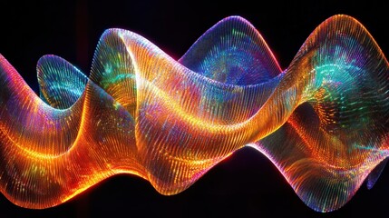 Fototapete - Vibrant abstract light waves creating a colorful visual display against a dark background