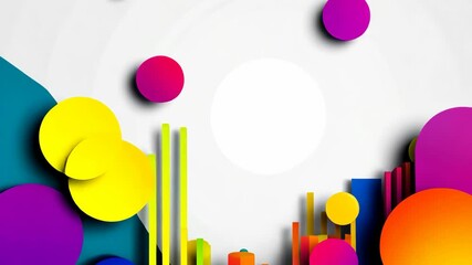 Poster - Colorful background with a lot of circles and lines. The circles are of different sizes and colors, and the lines are of different colors and lengths. The background is white