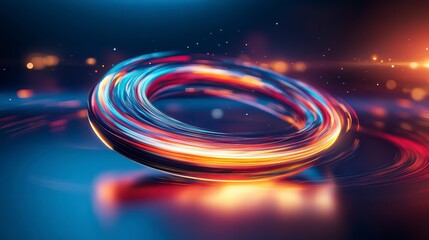 Poster - Vibrant Ring of Light: A mesmerizing abstract composition showcasing a dynamic, swirling ring of radiant light, exuding energy and a futuristic feel.