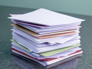 Aufkleber - A stack of business reports and documents on a polished desk