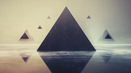 Poster - geometric symphony: a minimalistic composition features pyramids, creating a serene and modern aesth