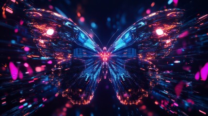 Poster - digital butterfly: a captivating digital artwork showcases a butterfly, its wings a vibrant tapestry