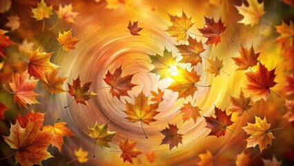 Poster - Autumn Leaves Swirling in a Whirlwind of Warm Colors, Creating a Stunning Display of Nature's Beauty