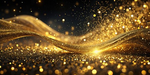 Aufkleber - A shimmering gold wave of glitter and light, a dazzling display of luxurious texture and sparkling beauty