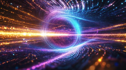 Poster - Portal of the Universe: A mesmerizing visual symphony unfolds, revealing a portal of radiant energy and cosmic wonder, filled with the dance of particles and the secrets of the cosmos.