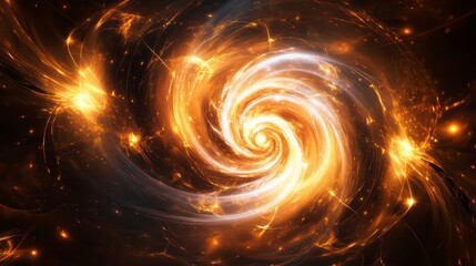 Poster - celestial inferno: a cosmic vortex of radiant energy swirling with fiery hues, a stunning visual met