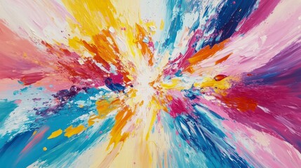 Poster - explosive color burst: an abstract artwork of a vibrant explosion of colors, radiating outward with 
