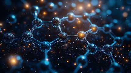 Aufkleber - Abstract Blue Glowing Molecular Structure Background