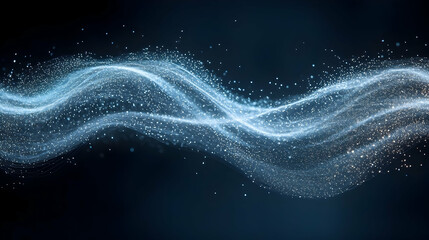 Poster - Abstract Blue Particle Wave on Dark Background