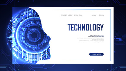 Poster - Technological digital AI concept. Vector landing page.