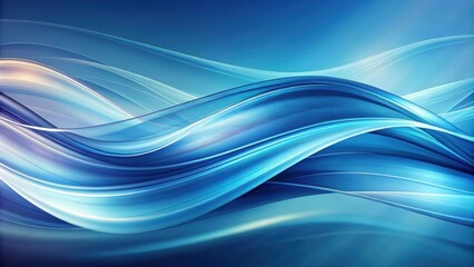 Aufkleber - Abstract Blue Swirling Waves, A Digital Art Background with Smooth, Flowing Lines and Hues of Light Blue and White
