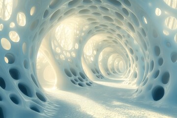 Aufkleber - Intricate organic tunnel illuminated by soft light with a surreal and abstract design in a dreamlike environment