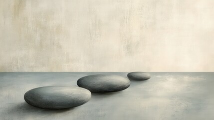Poster - three smooth stones arranged in a minimalist setting with a soft, neutral background