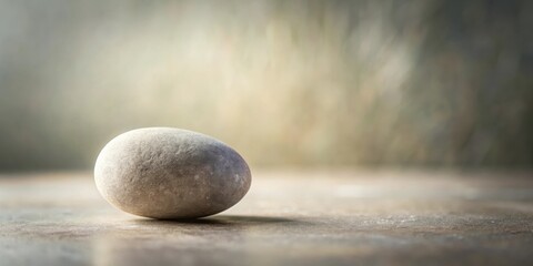 Aufkleber - A Single Smooth River Stone Resting on a Textured Surface with a Soft, Blurred Background