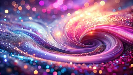 Fototapete - A sparkling swirl of glittering dust and colorful bokeh lights, creating a mesmerizing and abstract scene.