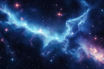 Wall Mural - blue and purple galaxy with many stars. the stars are scattered throughout the galaxy, with some clo