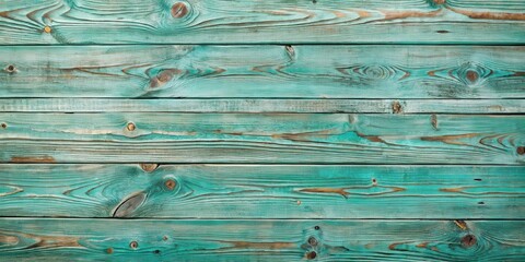 Aufkleber - Weathered Turquoise Wooden Planks with Distressed Paint and Knots