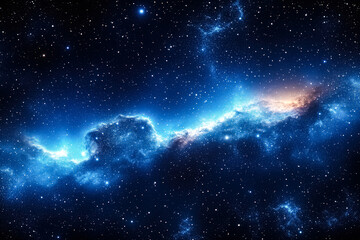 Wall Mural - starry sky with a blue cloud in the middle. the sky is filled with stars and the cloud is blue