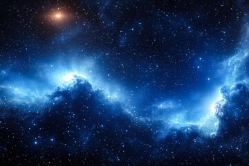 Wall Mural - blue sky with a bright yellow star in the middle. the star is surrounded by a cloud of blue and whit